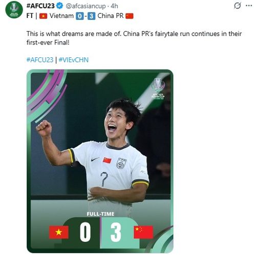 중국이 베트남을 꺾고 결승에 오른 소식을 전한 AFC,[AFC SNS. 재판매 및 DB 금지]