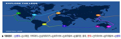 클리퍼 세계일주 요트대회 경로[경남도 제공. 재판매 및 DB 금지]