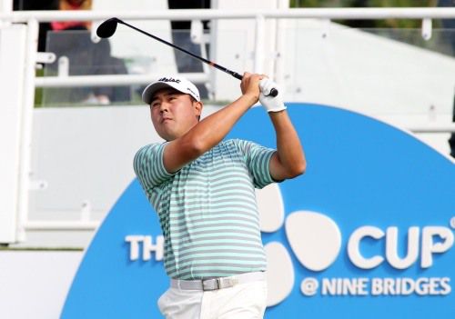 이원준이 지난해 더CJ컵에서 티샷하고 있다. [사진=JNR]