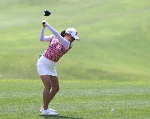 조혜림이 E1채리티오픈에서 드라이버 샷을 하고 있다. [사진= KLPGA]