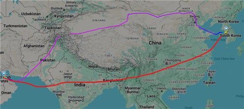 대한항공이 인천발 아랍에미리트(UAE) 두바이 노선에서 남쪽 항로로 우회해 운항하고 있다고 7일 밝혔다. 파키스탄 정부가 인도와의 군사 충돌로 48시간 동안 영공을 일시 폐쇄해 모든 국내선 및 국제선 항공편 운항을 중단한 데 따른 조치다. [연합뉴스]