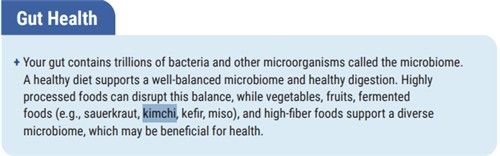 미 정부 식단 지침에 명시된 김치와 미소 [미 농무부 누리집 캡처]