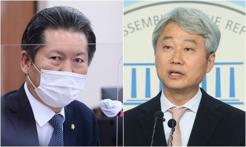 더불어민주당 정청래 의원(왼쪽)과 국민의힘 서울 송파병 당협위원장인 김근식 경남대 교수. 연합뉴스