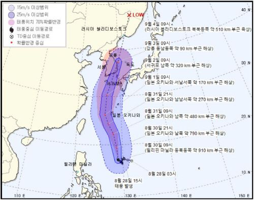 태풍 ‘마이삭’ 예상경로./제공=기상청