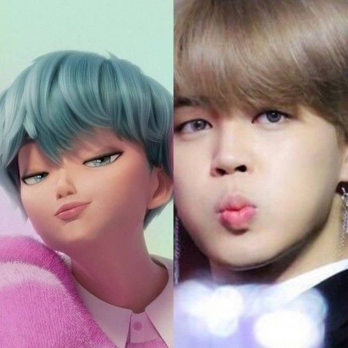 '케이팝 데몬 헌터스' 등장인물 베이비 사자(왼쪽)와 BTS 지민./SNS 캡처