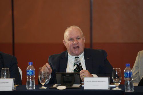 데이비드 맥스웰 아시아태평양전략센터 부대표(미 육군 특수부대 예비역 대령) 지난달 6월 24일 '동북하 평화 발전과 한반도 통일 몽골리아 포럼 2025' 공식 행사에서 발언하고 있다. /글로벌피스재단 제공