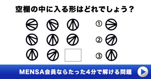 [IQ テスト] MENSA会員ならたった4分で解ける問題