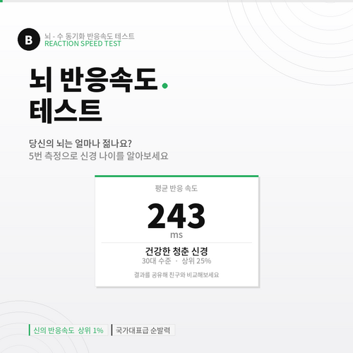 뇌 반응속도 나이 테스트 — 내 신경 나이는?