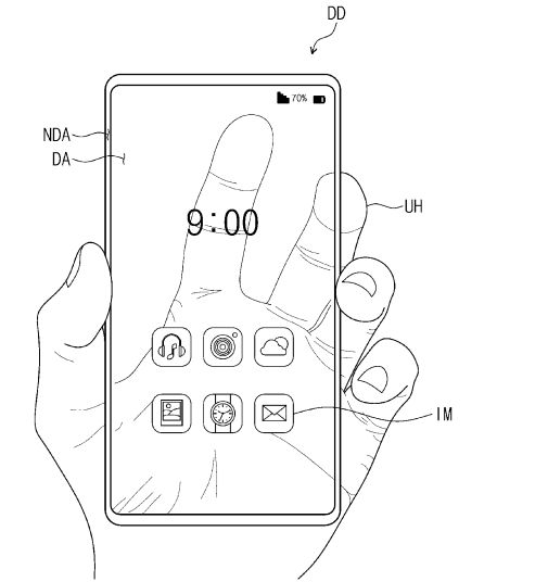 삼성디스플레이는 1월 투명한 스마트폰 디스플레이 기술과 관련한 특허를 미국특허청(USPTO)과 세계지적재산권사무소(WIPO)에 출원했다. (사진출처=삼성디스플레이 특허 문서)