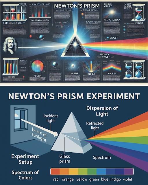 뉴턴의 프리즘 실험을 자세히 설명하는 인포그래픽을 만들어줘라고 달리(위 사진)와 GPT-4o 이미지 생성 모델에 주문했을 때 생성해낸 이미지. 달리의 경우 글자를 전혀 알아볼 수 없게 생성한 반면, 새 모델은 그림과 설명 모두 명료하게 표현해 냈다. 챗GPT 캡처·오픈AI 제공