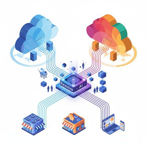애저와 구글 클라우드 위에서 작동하는 리졸브 AI 솔루션을 표현한 일러스트 [자료=뉴스핌]