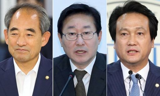 더불어민주당 윤준병, 박범계, 안민석 의원(왼쪽부터). 연합뉴스