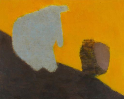 ‘인기척과 인사, 그리고 영원에 대하여’, 2024, 한지에 유채, 80.3×100㎝. 고정균 촬영, 별관 제공