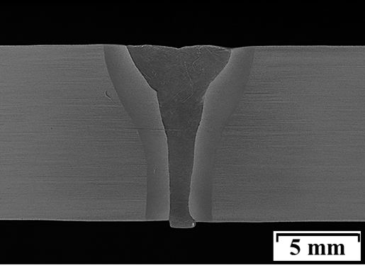 레이저-아크 하이브리드 단층용접부 단면