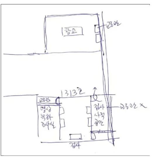 이화영 전 경기부지사가 그린  검찰 조사실 그림. 김광민 변호사 제공