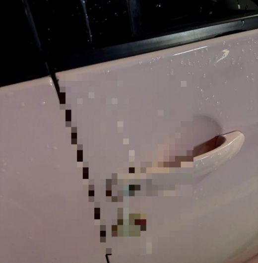 '체액 테러'를 당한 피해 차주가 공개한 사진. 차량 손잡이 남성 체액이 묻어 있다. /사진=온라인 커뮤니티