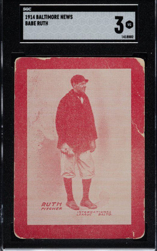 이번에 낙찰된 베이브 루스의 야구 카드. 로버트 에드워드 옥션 홈페이지 캡처