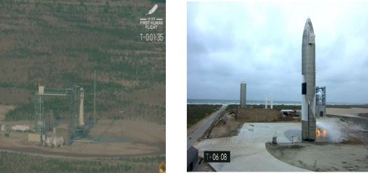 블루 오리진의 ‘뉴 셰퍼드’(사진 왼쪽)과 스페이스X의 SN15(사진=블루 오리진, AFP)
