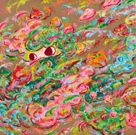 롯카쿠 아야코, '무제'(2025). 80×80cm. 카드보드에 아크릴. /토탈미술관