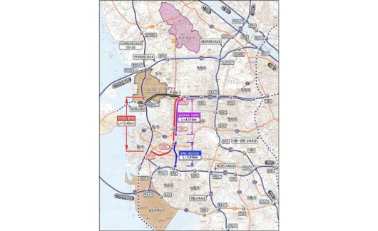 문학IC∼공단고가교∼서인천IC 지하도로 건설 위치도