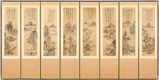 소치 허련의 8폭 병풍 작품인 ‘천강산수도병풍’. 국립광주박물관 제공