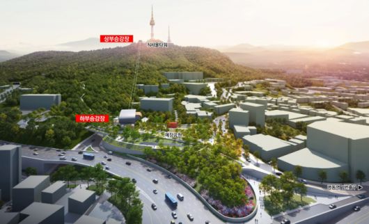 서울시가 추진하는 남산 곤돌라 조성사업 상·하부 승강장 위치. 서울시 제공