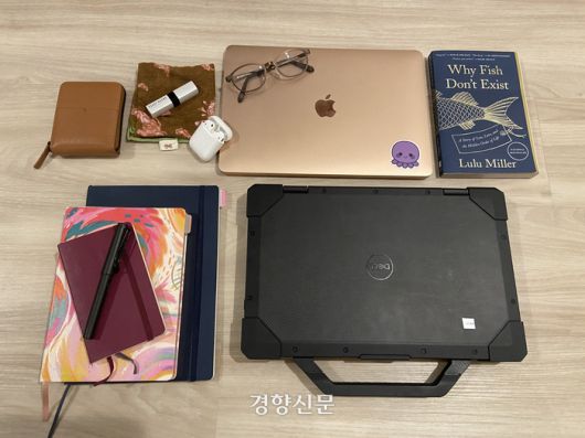 단촐한 진주현 박사의 가방 속 아이템. 먼지에 강한 터프북은 현장 발굴에 꼭 필요하다. 본인 제공
