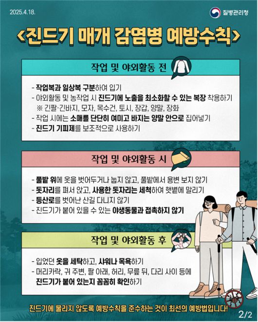 진드기 매개 감염병 예방수칙. 질병관리청 제공