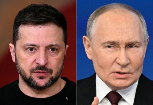 볼로디미르 젤렌스키 우크라이나 대통령과 블라디미르 푸틴 러시아 대통령. AFP연합뉴스