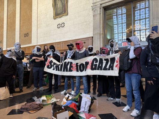 컬럼비아대 아파르트헤이트 철폐(CUAD)가 엑스에 올린 시위 모습. 사진출처 CUAD 엑스 계정