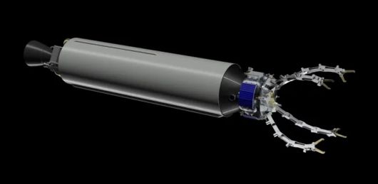 프랑스 기업 ‘다크’가 개발한 무인 우주선 개념도. 동체 앞에 달린 집게로 적 위성을 움켜잡은 뒤 지구로 낙하시킨다. 다크 제공