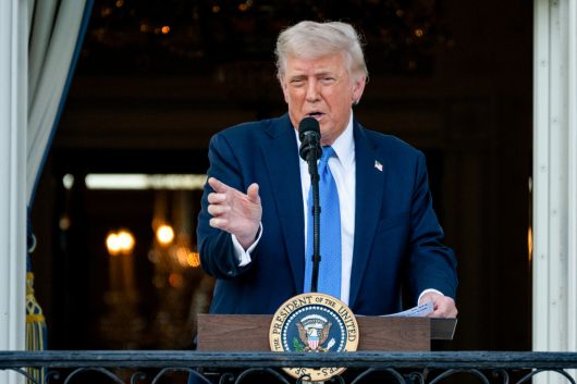 도널드 트럼프 미국 대통령이 4일(현지시간) 워싱턴 백악관에서 발언하고 있다. UPI연합뉴스