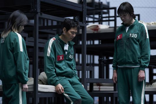 <오징어 게임> 시즌3의 (왼쪽부터) 준희(조유리), 성기훈(이정재), 현주(박성훈). 넷플릭스 제공