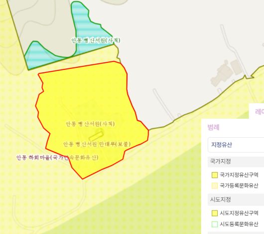 국가유산청 국가유산보전관리지도. 국가유산청 누리집 갈무리