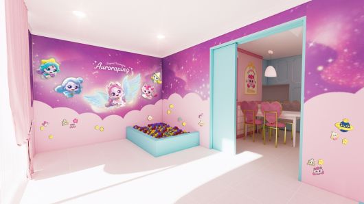 한화호텔앤드리조트가 캐릭터 ‘티니핑’을 주제로 선보인 키즈 특화 객실 3종 중 볼풀과 자석 놀이 등 체험 요소를 강조한 슈팅스타룸. 한화호텔앤드리조트 제공