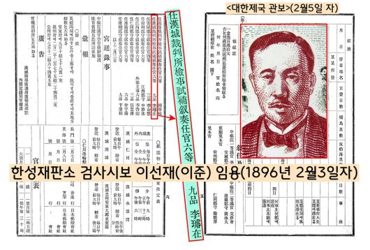 함흥 순릉(태조 이성계의 할머니 무덤)의 능참봉이었던 이준은 37살 때인 1895년 법관양성소 입학 이준은 법관양성소 졸업 후 1호로 한성재판소 검사시보로 임용되었다.(1896년 2월3일)