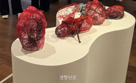 지난달 25일 서울 종로구 가나아트센터에서 열린 시오타 치하루 개인전 ‘Return to Earth’에 전시된 ‘Cell’ 연작. 윤승민 기자