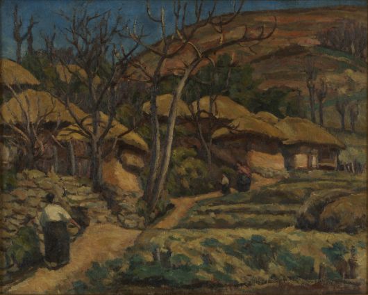 서울 중구 국립현대미술관 덕수궁관에 전시된 오지호의 ‘동복산촌’(1928). 국립현대미술관 제공