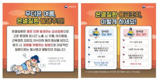 온열질환 발생 시 대처 방법. 질병관리청 제공