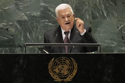 지난해 9월26일 마흐무드 아바스 팔레스타인 자치정부 수반이 유엔 총회에서 연설하고 있다. AP연합뉴스