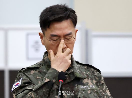 김대우 당시 방첩사 수사단장이 지난 2월21일 국회 내란혐의 국정조사 특별위원회 청문회에 출석하고 있다. 박민규 선임기자