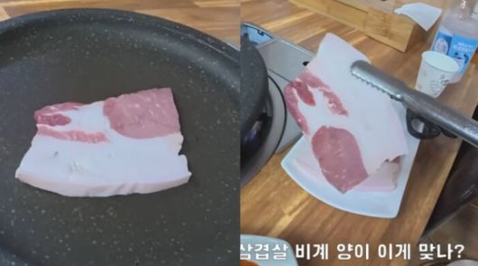 구독자 54만명을 보유한 여행 유튜버 ‘꾸준 kkujun’이 울릉도에서 절반이 비계인 1인분 (120g) 1만5000원짜리 삼겹살을 먹는 장면. 꾸준 유튜브 갈무리