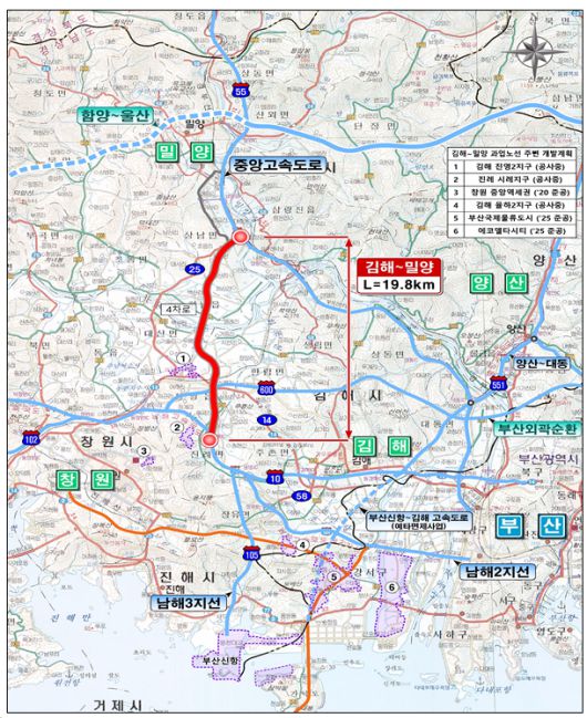 김해~밀양 고속도로 신설 위치도. 국토교통부 제공