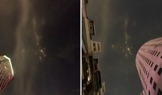 중국 웨이보 영상 캡쳐. 중국 선전시 상공에서 지난 25일 밤 포착된 미스터리한 빛무리