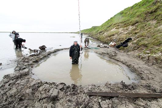 러시아 서시베리아에서 발견된 1만 년 전 매머드의 화석 발굴 현장