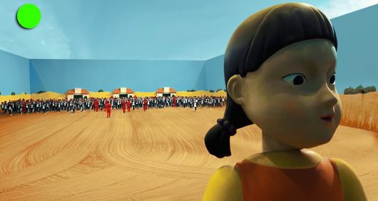 드라마 ‘오징어게임’과 흡사하게 꾸며진 현실판 ‘오징어게임’ 세트장. 유튜브 ‘MrBeast’ 캡처