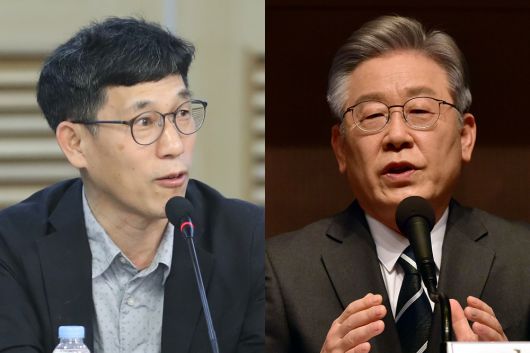 진중권 이재명 - 진중권 전 동양대 교수, 더불어민주당 이재명 대선후보. 연합뉴스