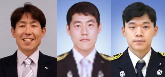 경기도 평택시 청북읍의 한 냉동창고 신축 공사장에서 큰불이 나, 이 불을 끄기 위해 건물 내부에 진입했던 이형석 소방위(왼쪽부터)와 박수동 소방교, 조우찬 소방사 등 소방관 3명이 갑자기 재확산한 불길에 고립됐다가 끝내 모두 숨진 채 발견됐다. 연합뉴스