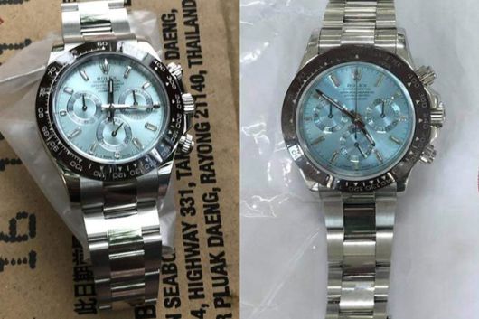진품 롤렉스(오른쪽)를 짝퉁(왼쪽)으로 바꿔치기 한 앙씨