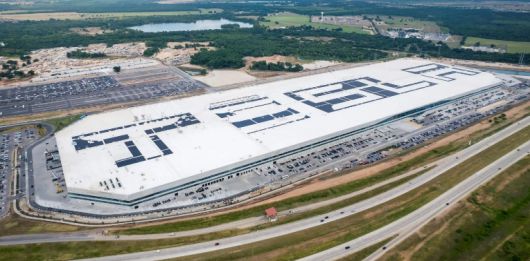 미국 텍사스주에 있는 테슬라 기가팩토리 생산공장 자료사진